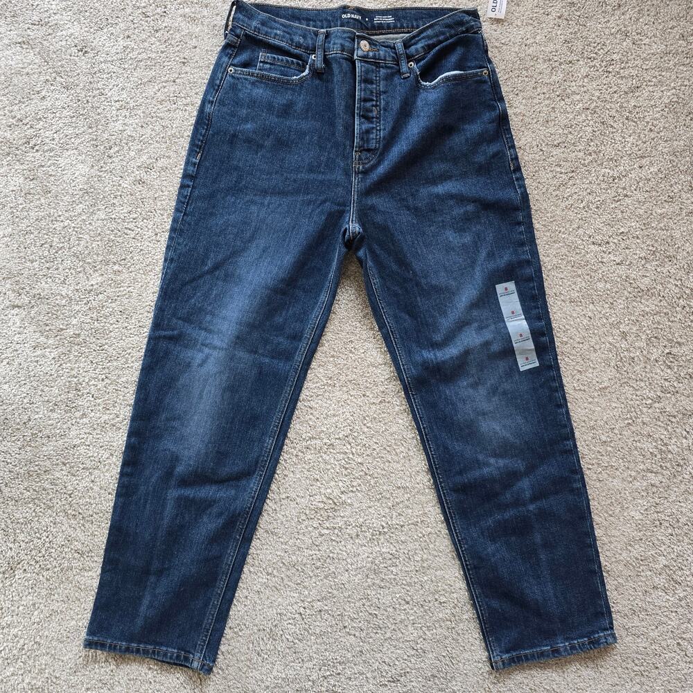 NWT Old Navy High Rise High Straight Secret Slim Pockets Dark Wash Jeans Size 8